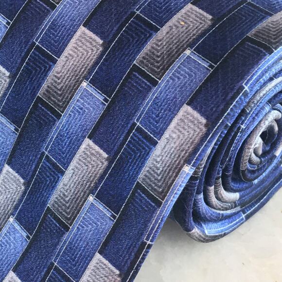 UMBERTO BOSSI BLUE, GREY ALL SILK TIE - Picture 10 of 10